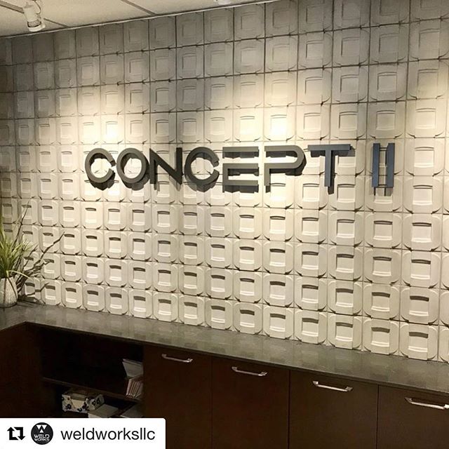 ConceptII's tweet photo. Thank you for our new sign @weldworksllc // Matte grey steel on dimensional cement tile from @artobrick at @conceptiitile // Working with Weld Works has truly been a pleasure from start to finish // We look forward to collaborating on future projects! https://t.co/CK3daSYePY