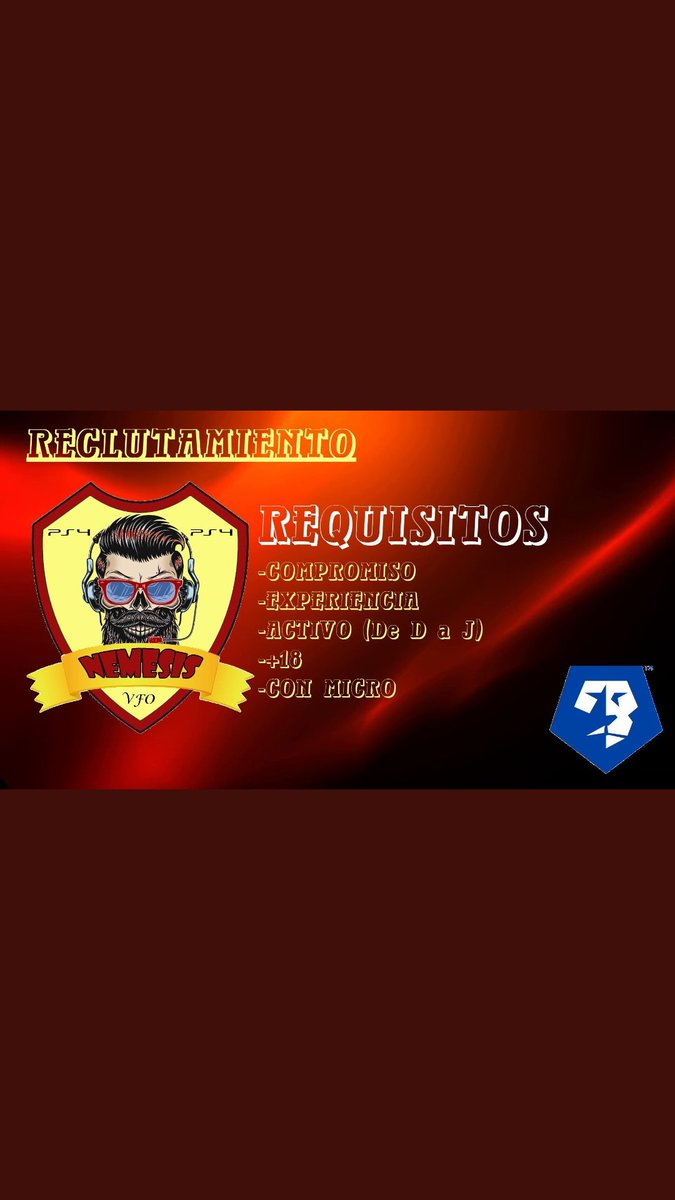 VfoNemesis's tweet photo. @VfoNemesis  busca jugadores para vfo. Mayores de edad y comprometidos.
@AyudasVFO  @AyudasCLUBESPRO https://t.co/D7So5faYRs