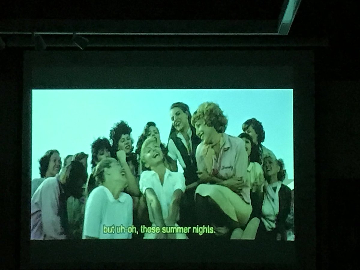 StBridesCentre's tweet photo. Ready for the big note at the end everyone. Those summer Nights!!!!!  Keep a look out for more of our Sing-A-Long cinemas. #SingALongGrease #StBrides #GorgieDalry https://t.co/ZOC9IxK8er