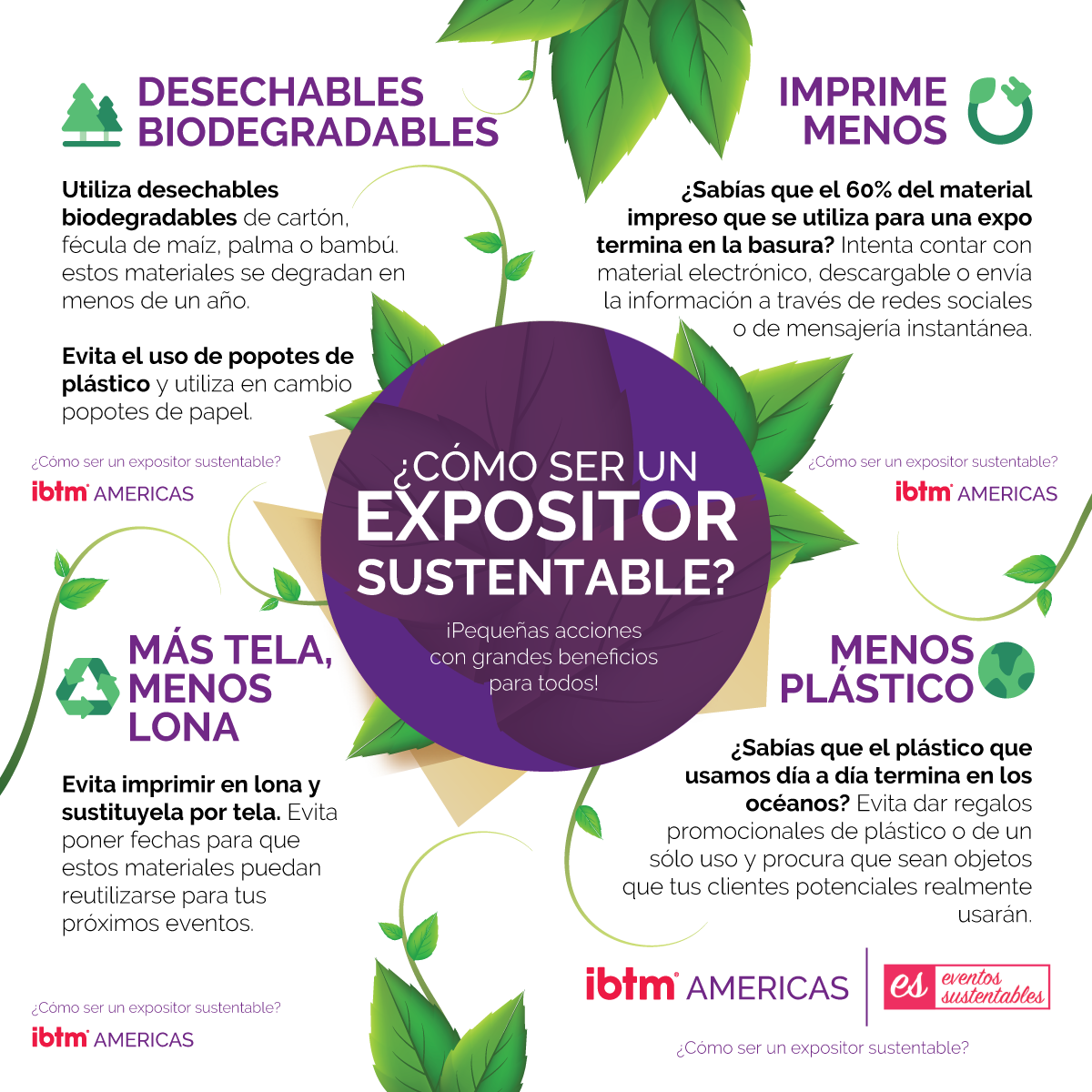 En esta pequeña guía encontrarás consejos para que te conviertas en un expositor sustentable. ¡Compártela y seamos responsables con el planeta! #IBTMAmericas @EventosSustentablescom #eventprofs #Sustentabilidad