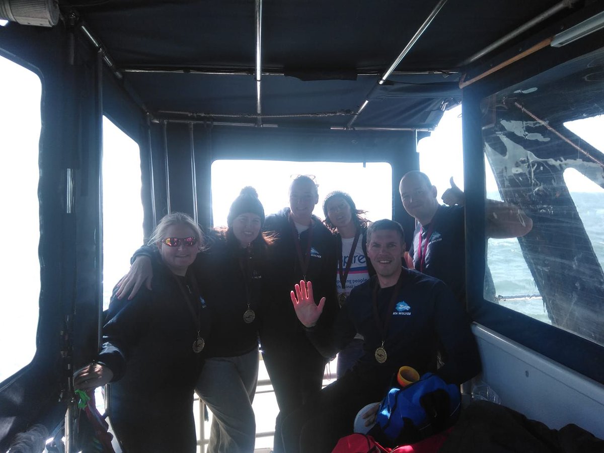 AspireCharity's tweet photo. A massive well done to our final #RelayChannelSwim team of the year who yesterday pushed through tough conditions and reached France in just over 16 hours! Well done #SeaWolves! https://t.co/syGM5kBOiJ