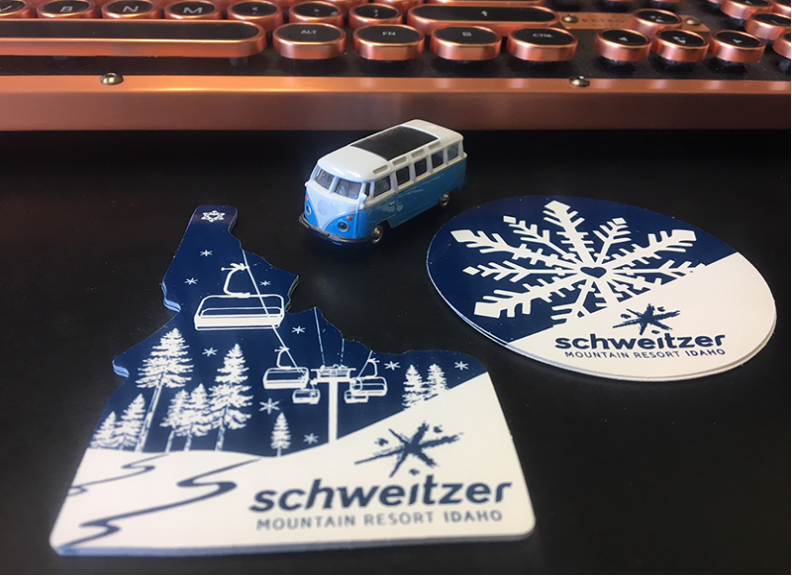 websticker's tweet image. Great shot sent to us by Schweitzer Mountain Resort! Love the stickers &amp;amp; the VW bus! We will be sure to add these new stickers to our #StickerMobile! #VWLove