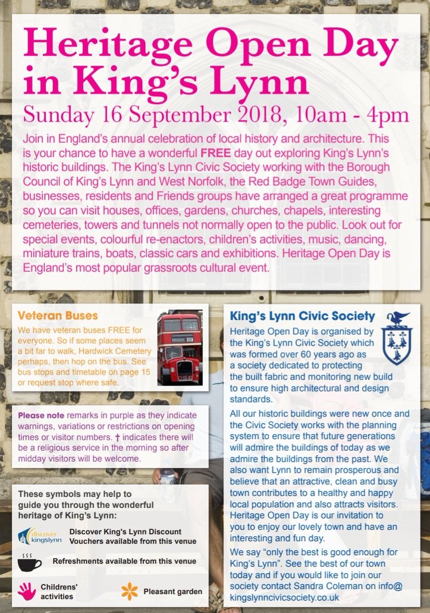 • Visit King's Lynn on Heritage Open Day this Sunday
• Discover the wonderful hidden treasures of our town
• Come & enjoy the FREE tours, events & activities
 #LoveKingsLynn #Norfolk #LoveWestNorfolk #norfolkhour @icenimagazine
