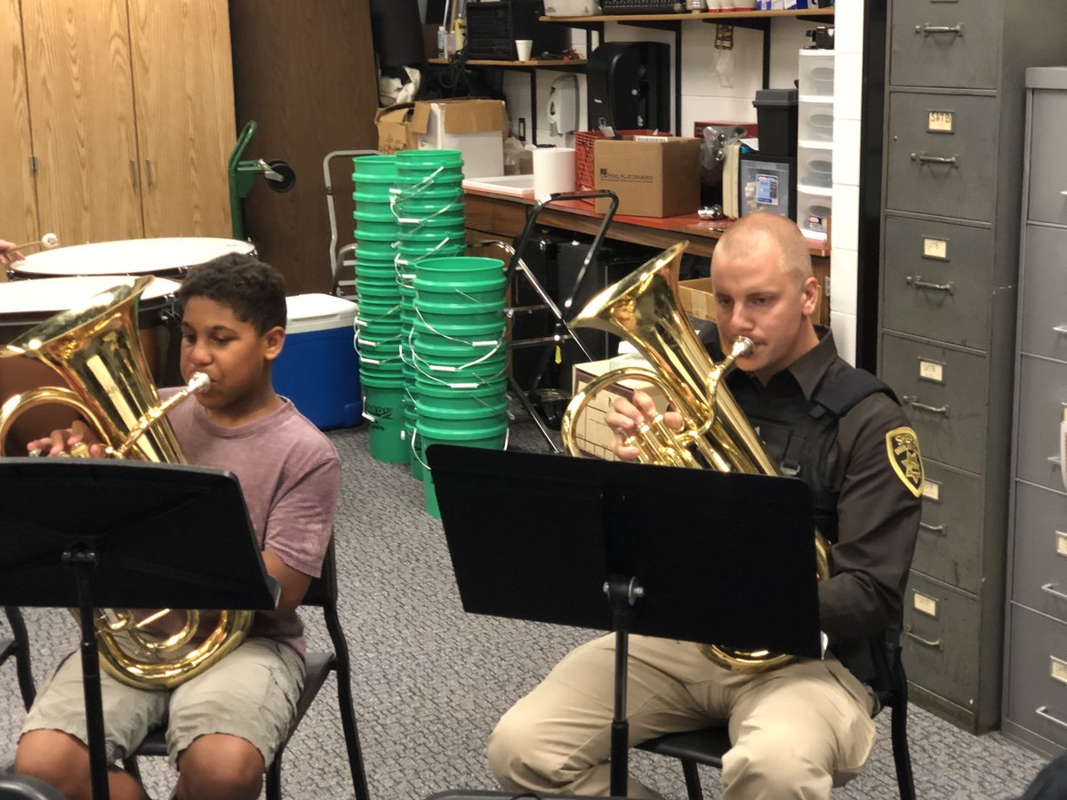Deputy Brown dusting off the old euphonium! Thanks for playing today! #dcwestpride #BeFalconKind #LoveYourPeople