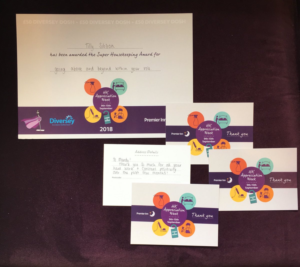 We ended housekeeping appreciation week on a high with cakes and awards 🏆 massive thank you to everyone <a href="/PIAshby/">Premier Inn Ashby</a> ... and a huge well done to Tilly for winning the ‘super housekeeping award’ for going above and beyond 💜 #housekeepingappreciationweek <a href="/MissAbbyK/">ABBY KENINGALE</a>