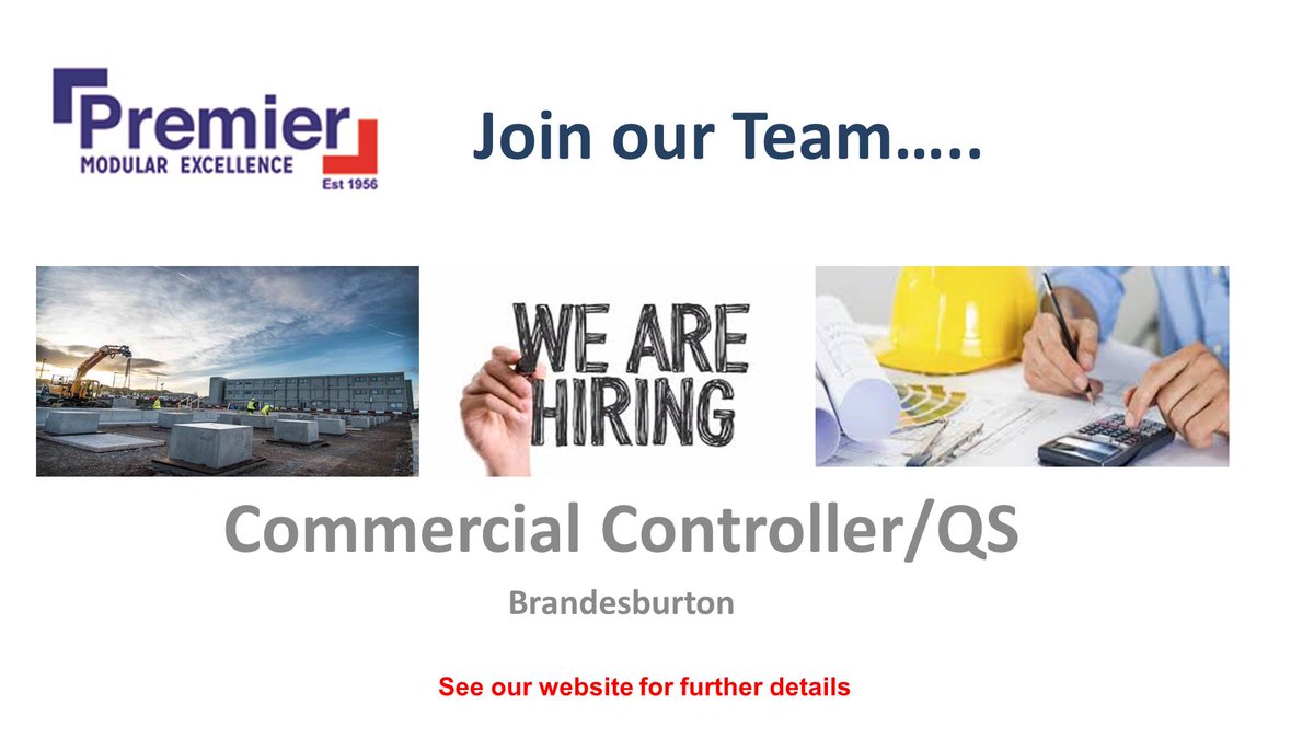 Premier_Modular's tweet image. Commercial Controller 

#premiermodular

See our website for further details: premiermodular.co.uk/vacancies

#Hire #Commercial #Joinourteam #Modularconstruction