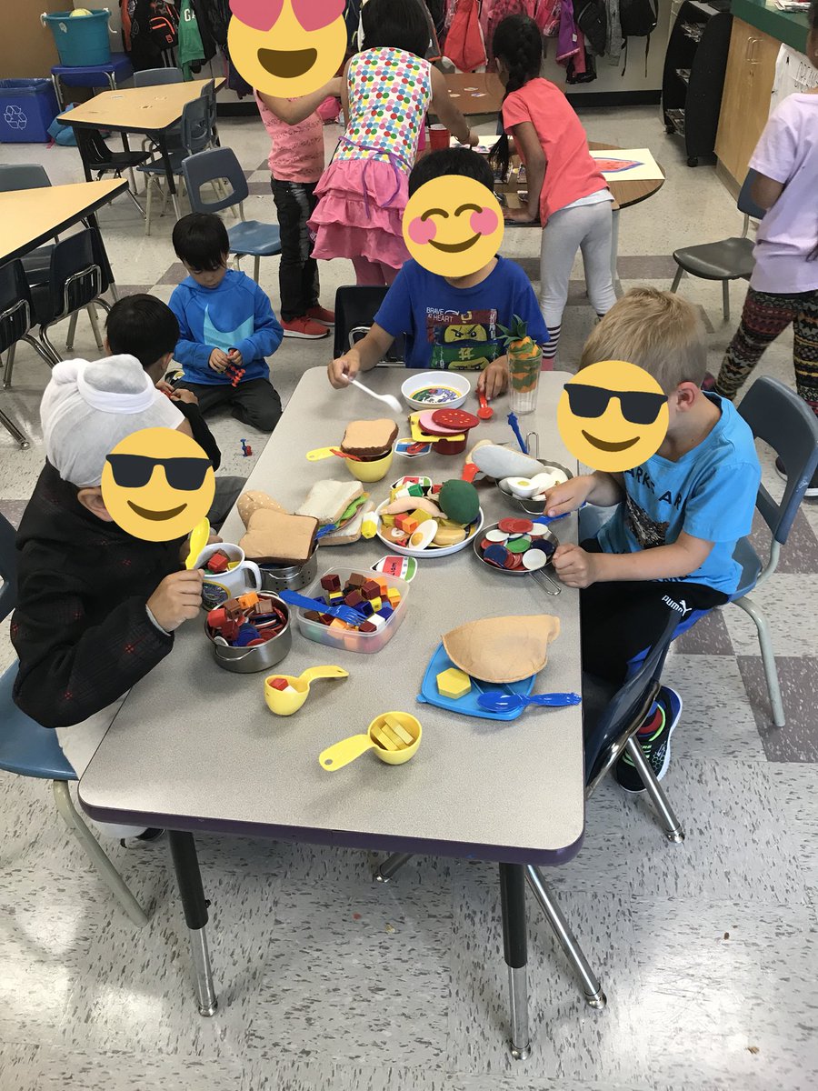 MmeSprenger's tweet photo. During explorations, a group of boys decided to open a restaurant and to be waiters! There is high interest in French vocabulary words for food! Next up, student-generated vocabulary list to put up in our kitchen area! #Ilovegradeone https://t.co/Xqe6ElBFOm
