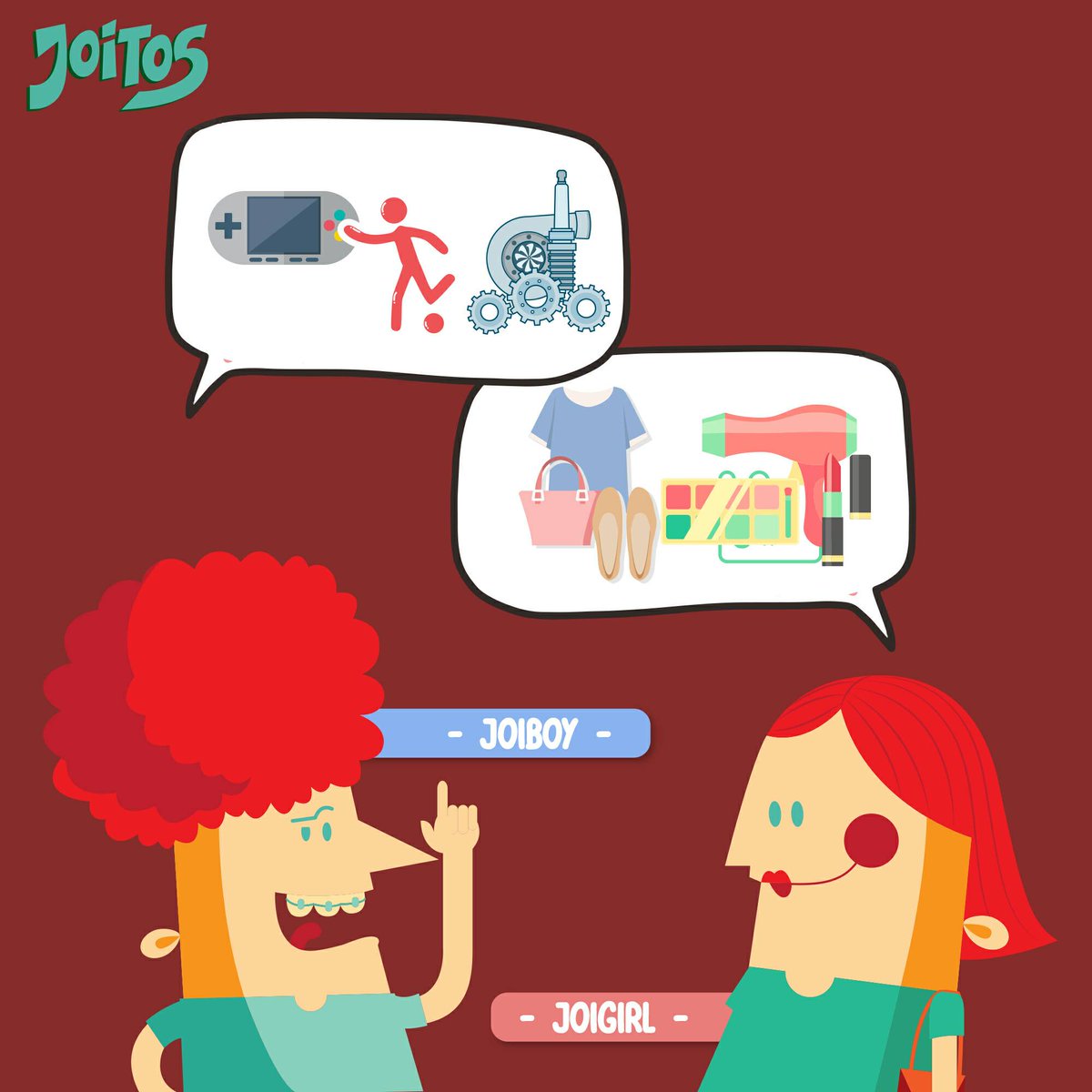 joitos_id's tweet photo. Hai Joifriends, bener nggak sih kalau obrolan cowok &amp; 
cewek kadang susah nyambung gara" beda topik ? Hehe
gimana nih menurut Joifriends #joitos #joifriends #boyvsgirl https://t.co/S86qjVnoNO