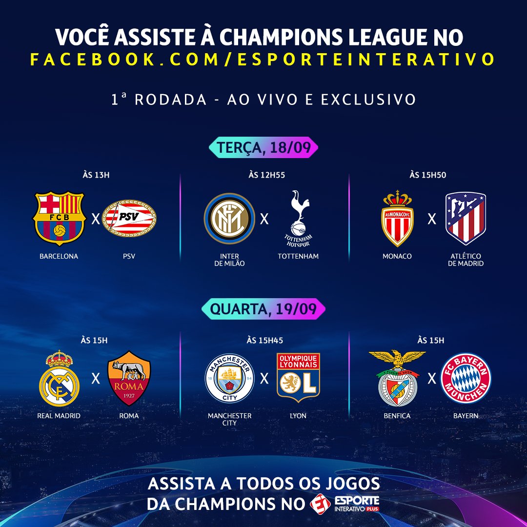 TNT Sports BR on X: @RealAdriano633 Amanhã tem mais 8 jogos na Champions!  No Esporte Interativo Plus você assiste a TODOS os jogos:    / X