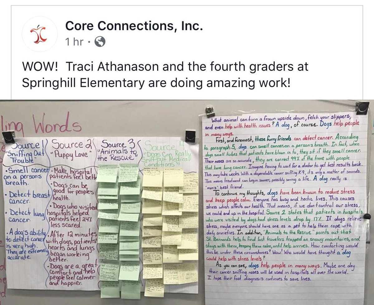 athanasontraci's tweet photo. Learned a little something something from @CoreConnect_ELA. Thanks to the great district coaches @HernandoSchools for the awesome prompt and passages. My students and I loved doing this informative essay! #dogsarehelpful❤️��@SHESPrincipal https://t.co/PANgZgZdpA