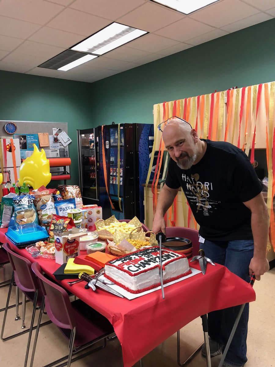 FultondaleElem's tweet photo. We had a great time today celebrating @mdeibert2 's victory on "Forged in Fire"  on The History Channel! We are so proud of you! https://t.co/kHLjzqGWBM