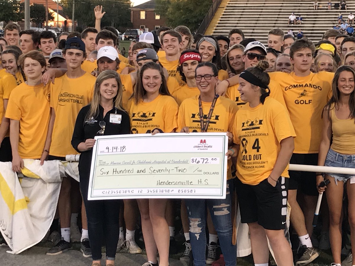 BobCotterHHS's tweet photo. HHS and Lebanon High students raised $672 for Pediatric Cancer Research! Tonight’s Gold Out honors all those fighting these terrible diseases. https://t.co/jeAuIEMI2J