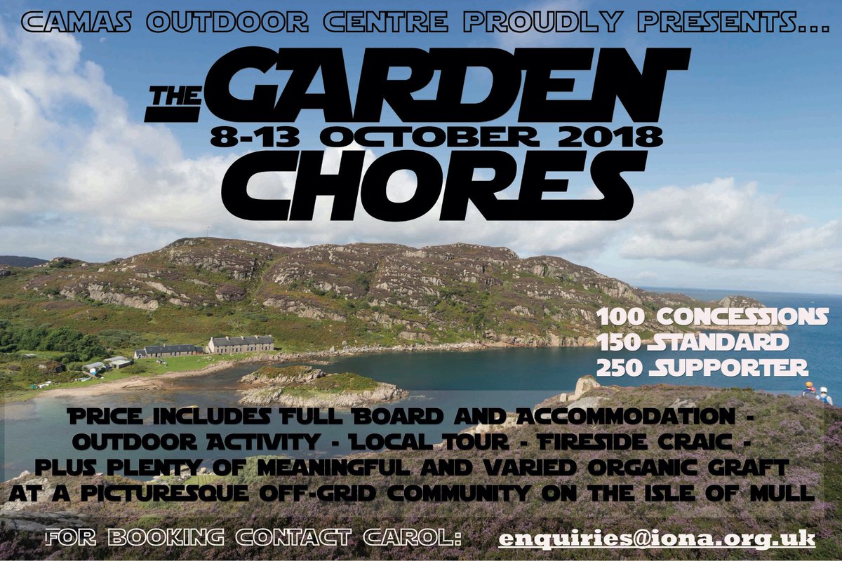 Garden Week at Camas
8th-13th October.
Pls RT &amp; may the chores be with you!
iona.org.uk/island-centres…