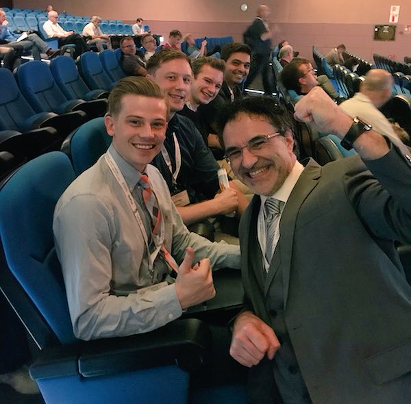 ProfNoelFitz's tweet photo. Catching up with these guys - past interns of @fitzpatrickref at #WVOC Conference in Barcelona x https://t.co/C34qfHRp9f