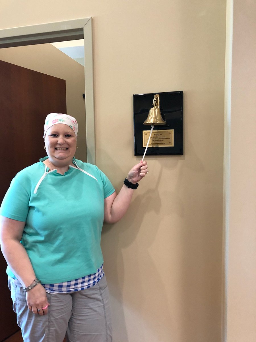 AwesomeAsche's tweet photo. Final chemo is COMPLETE! At my chemo center, patients get to "ring out" after their last infusion is done. 
So now let's rejoice with a collective "Congratulations!" 😁😁😁😁😁😁😁 https://t.co/psXgeclBdQ