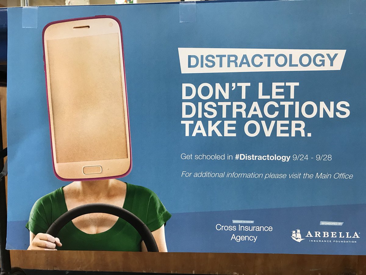 wahconahrhs's tweet photo. #Wahconah is excited to announce that we will be doing our part to combat distracted driving by hosting @ArbellaIns #Distractology Sept. 24-28! Students with their permit or license are encouraged to stop by the Main Office for more info and to sign up. https://t.co/yGPvRpUYoW