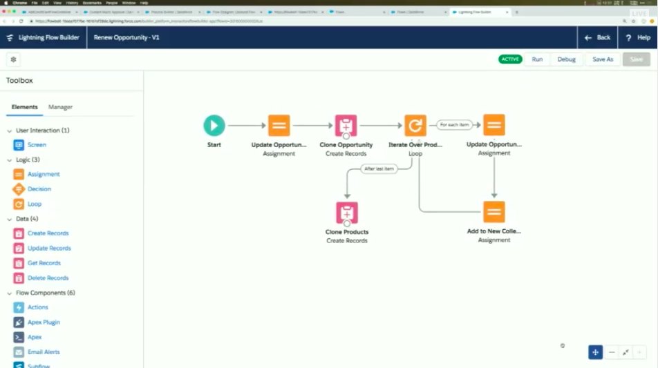 RebeccaSaar's tweet photo. There you have it, seen on the Admin Preview Release Readiness Live first: a sneak peek of the new flow builder! 😮 #salesforcelive https://t.co/IMmFFk3GMm