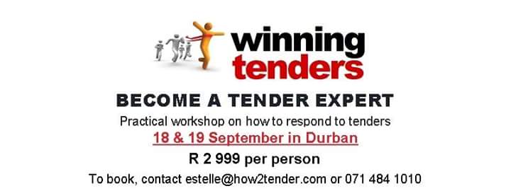 TenderHow's tweet photo. Coming to #Durban!!!
In depth, comprehensive #workshop. Learn everything about the #Tender process in SA. 
#supplierdevelopment #business #procurement https://t.co/LhFMiWhH3J