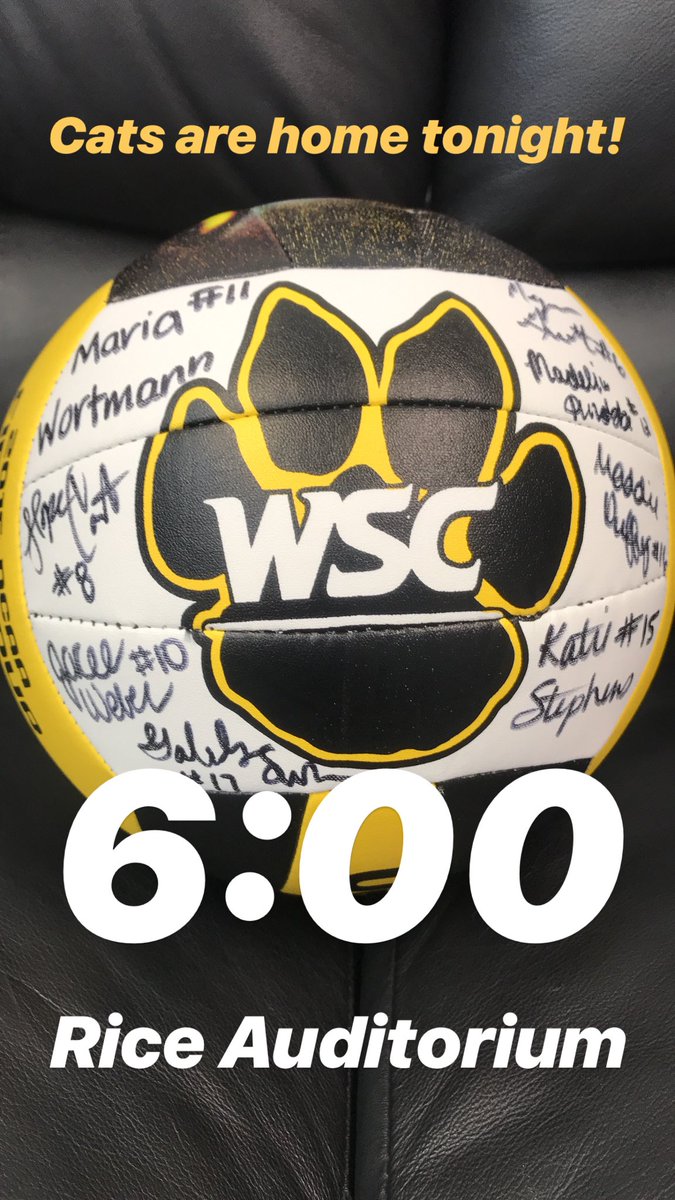WSCWildcatVB's tweet photo. Wildcat fans come out to Rice Auditorium tonight at 6:00. Cats are taking on the Golden Bears. #ThreePB https://t.co/npa9Qu6E6q