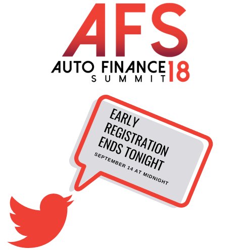 AutoFinanceNews's tweet image. This has been #AFSummit18's biggest registration week EVER! Don't miss out.. Early registration ends TONIGHT at midnight. Register today and join us: buff.ly/2jAxxRs