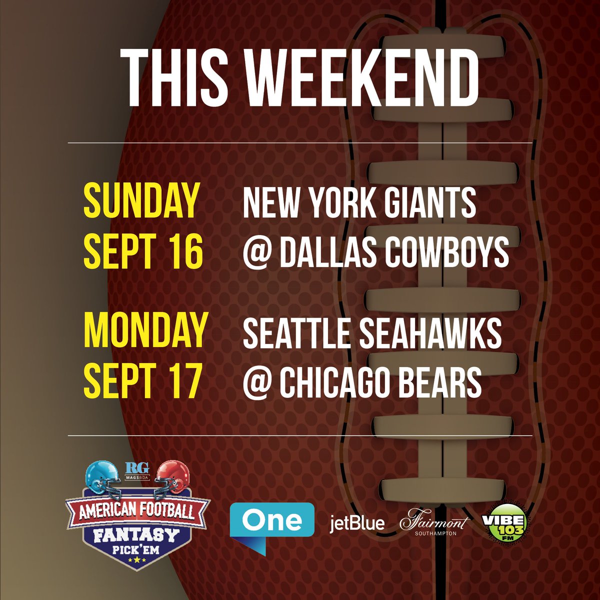 rgmagsbda's tweet photo. Register FOR FREE to play the American Football Fantasy Pick’em Pool.
Enter weekly predictions for your chance to win awesome prizes.
Easy to play. Easy to Win. Terms Apply.
https://t.co/dztKw4P1Xj: https://t.co/UzNH3RzU7i
#rgmags #rgfall #nfl #fantasyfootball #bermuda https://t.co/le83mWTBUD