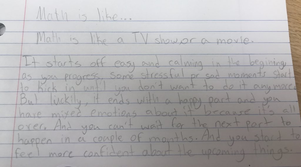 msbaileybrh's tweet photo. Really interesting #mathislike journal entries... great way for me to learn about the students at the start of the year! Thanks for sharing @BrantHillsPS intermediates! https://t.co/REyaY6Ju41
