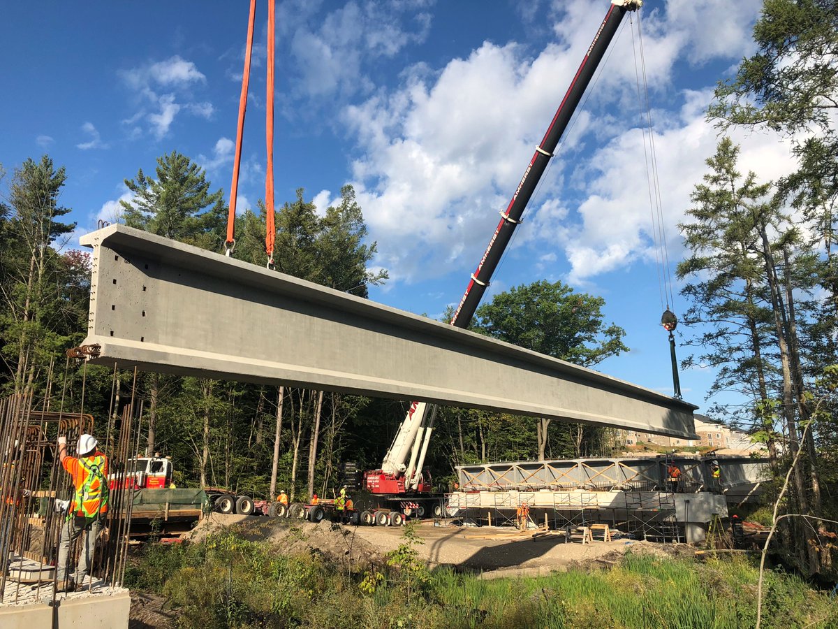 CityKitchener's tweet photo. Engineering staff hit a milestone today! Contractors are erecting a new bridge as a part of the Strasburg Road North extension. The bridge spans two side channels of Strasburg Creek. https://t.co/XNqUQ4550A