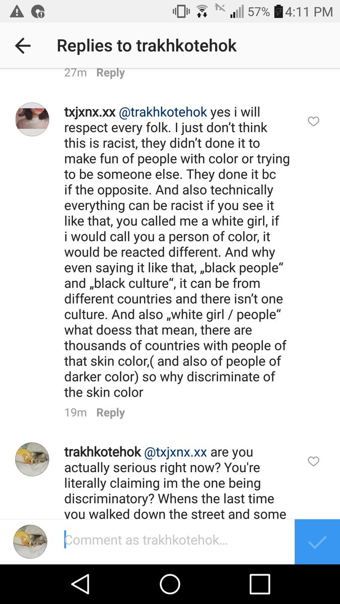 pasteandclick's tweet photo. Damn, im just so disciminatory... How could i not know. Thank you ignorant txjnx.xx for educating me about MY supposed ignorance against poc. 😒
You fucking kidding me? Lol
#racist https://t.co/Qdm2apKRrS