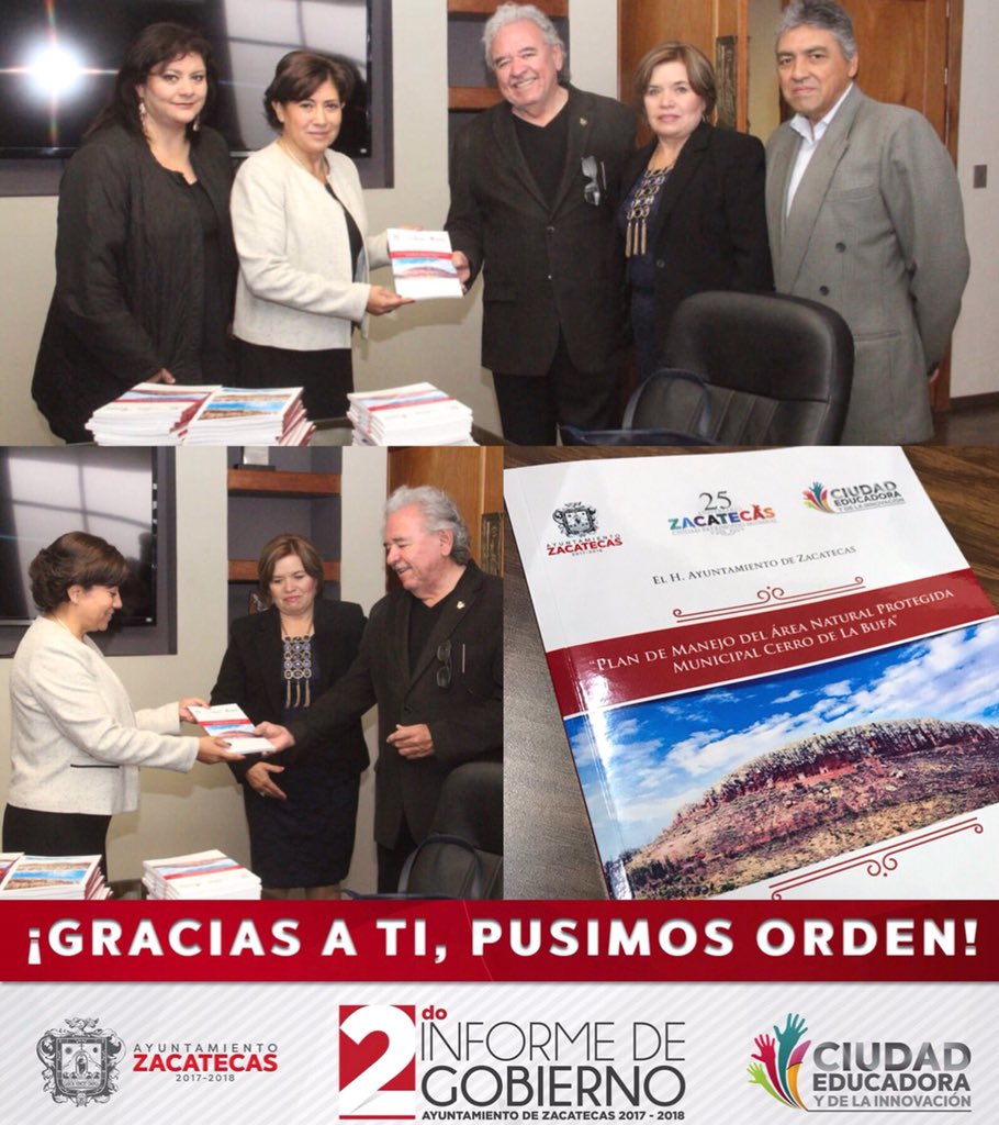 #PusimosOrden al instaurar sobre nuestro emblemático Cerro de La Bufa, el primer Plan de Manejo de un Área Natural Protegida Municipal en el país. Agradezco a la CANACOZAC y SALHER, la impresión de los primeros ejemplares. Consúltalo en el enlace: 👉🏼 periodico.zacatecas.gob.mx/87b24d2d-20bb-…