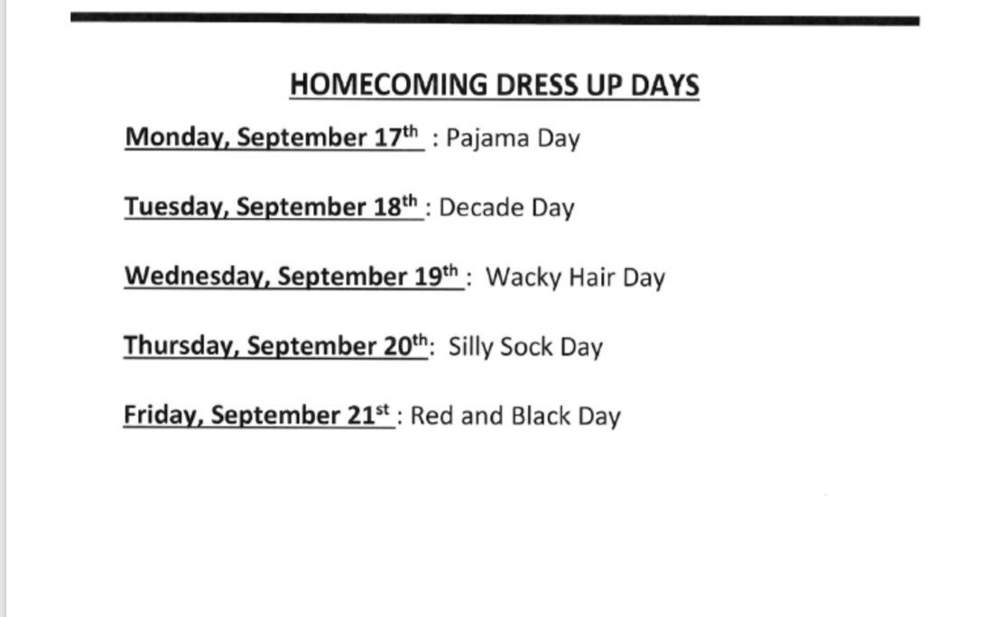 So much information to share!!  Check out our Panther Press for details!  Grandparents Night, Papa Johns, Homecoming