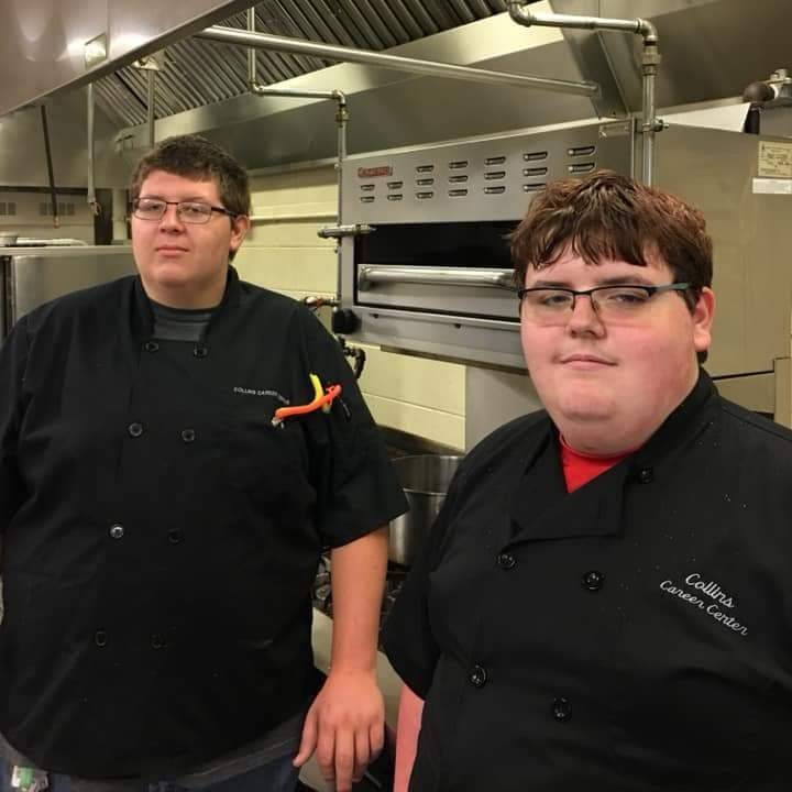 CollinsCTC's tweet photo. Seniors Devin Farley and Conner Reed looking sharp in Culinary Arts program! #CCTCservices #CCTCworks https://t.co/4iLInDfhDe