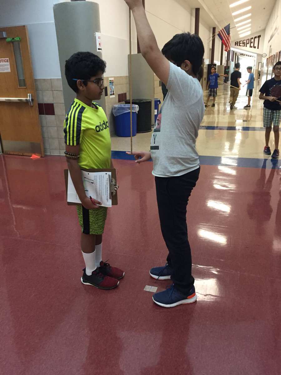 RiceMSMCoveney's tweet photo. Using similar triangles to calculate dimensions of our school @RiceMSRavens #RiceRavens @RiceMS_Swanson https://t.co/7r3QDLw7GZ