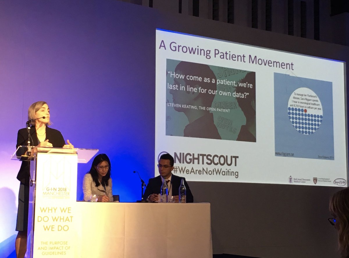 myopennotes's tweet photo. Catherine DesRoches, DrPH (@cmd418) quoted the voices of patients when presenting at @GINConference in Manchester this week.

S/O to some of our heroes: @SaraRiggare @danamlewis @stevenkeating #GIN2018 #OpenAPS #wearenotwaiting 📷: @lyubovlytvyn https://t.co/M9MhMMWZqw