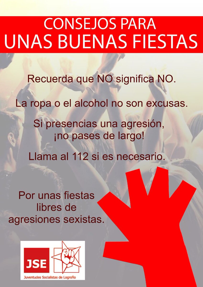 jslogrono's tweet photo. Estas fiestas tienen que seguir siendo en base al respeto y la educación. ¿Entiendes cuando decimos no? https://t.co/P6JLPUSKon