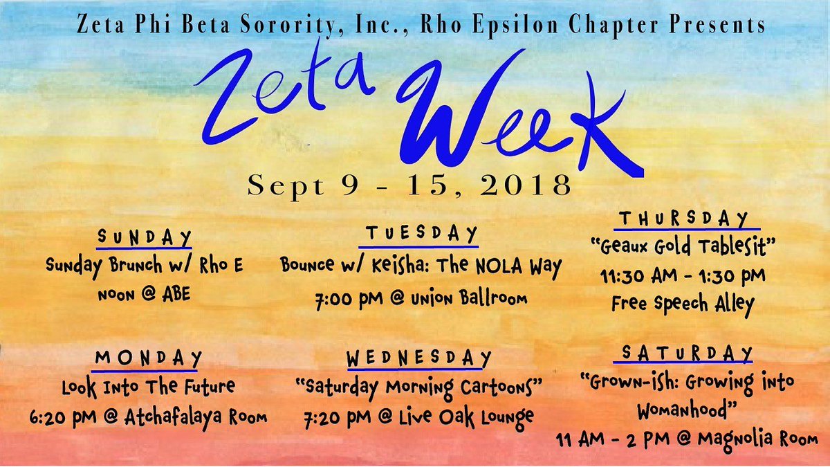 LSU_NPHC's tweet image. The final event of Zeta week is tomorrow! If you know of any middle to high school girls, make sure to bring them out!💙 #PEZetaWeek18