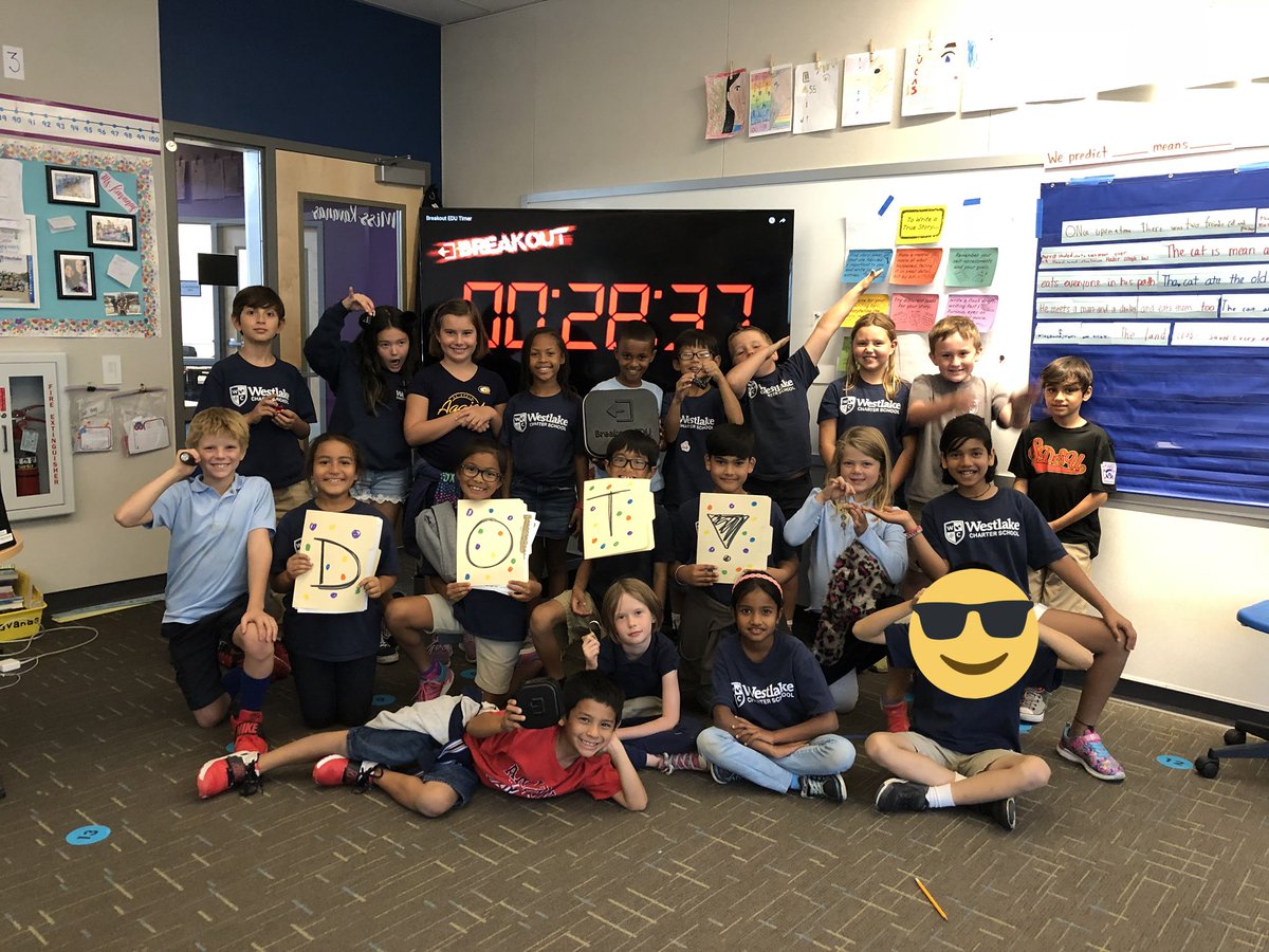 WhitKav's tweet image. My students rocked #breakoutedu with 28 minutes to spare! #InternationalDotDay #WCSjoyfullearning