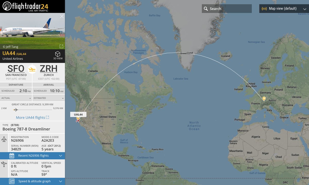 flightradar24's tweet photo. 🌿⛽️ @united’s #UA44 from @flySFO to @zrh_airport today operating with 16,000 gallons of biofuel in a 30/70 blend with jet fuel. https://t.co/f4zxFWco5Q https://t.co/C9b1ocNfZG