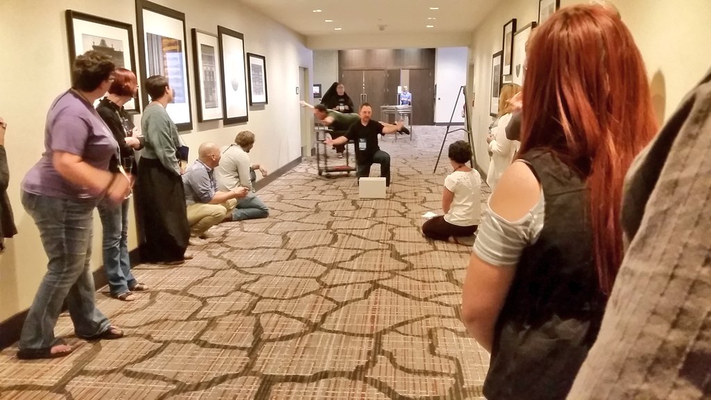 dramatistsguild's tweet image. What happens when 500 theatre educators take over a hotel? Great #DontChangeTheWords workshop with these brave souls today. @schooltheatre #edtaconf18