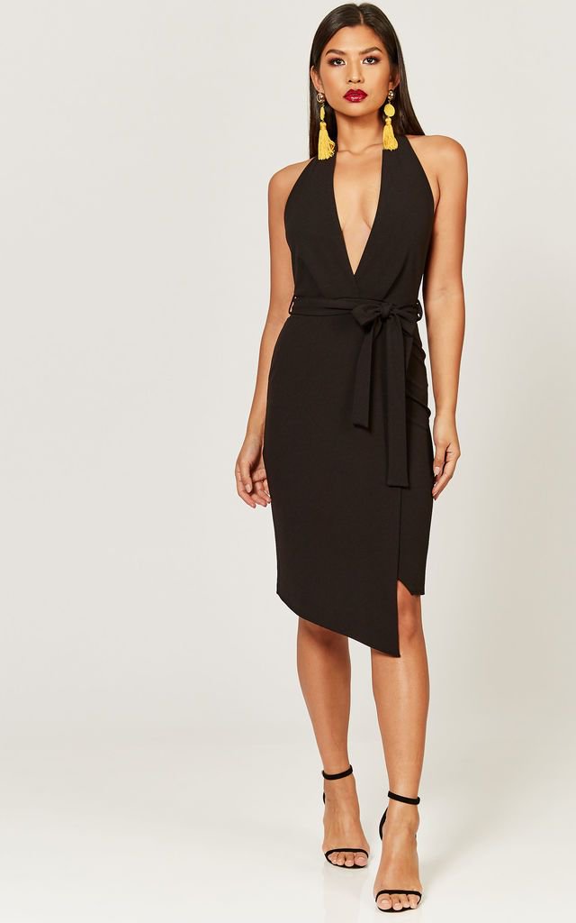 silkfred black midi dress
