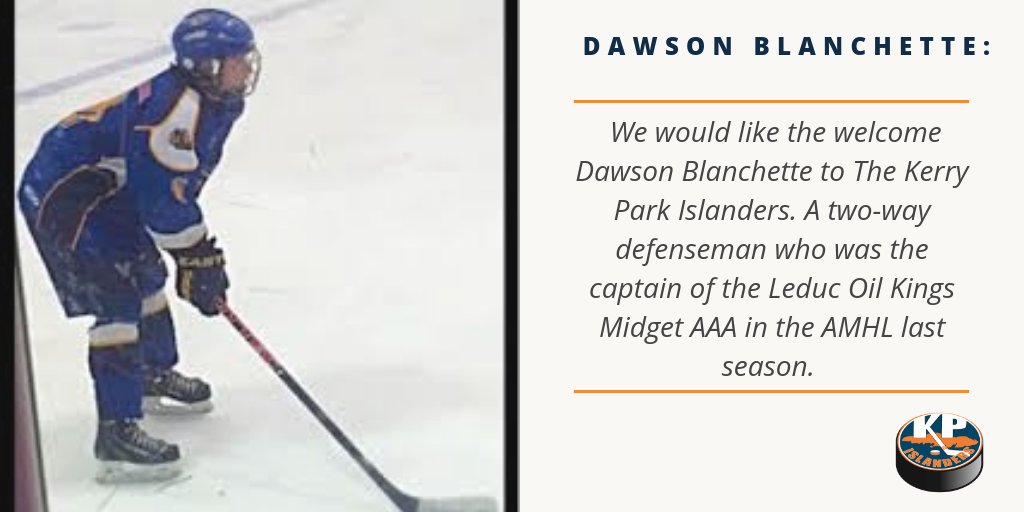 Islandersjrb's tweet photo. We would like to welcome Dawson Blanchette to the @Islandersjrb family! https://t.co/0xwAByFs96