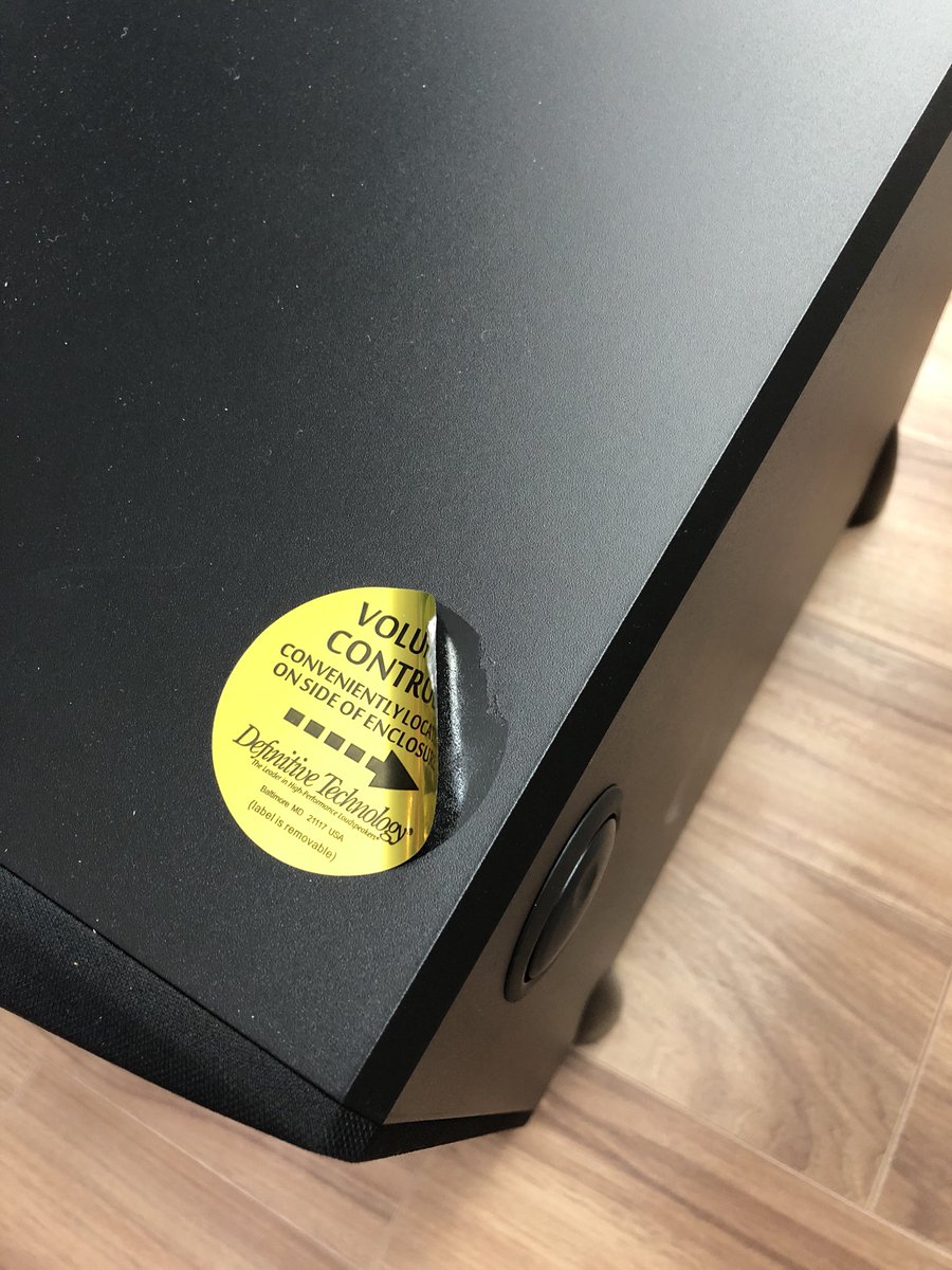 I picked up this ProSub800 by <a href="/DefinitiveTech/">DefinitiveTechnology</a> from <a href="/BestBuy/">Best Buy</a> and the sticker (which clearly says “label is removable”) is leaving a residue on my brand new subwoofer. What gives <a href="/DefinitiveTech/">DefinitiveTechnology</a>?