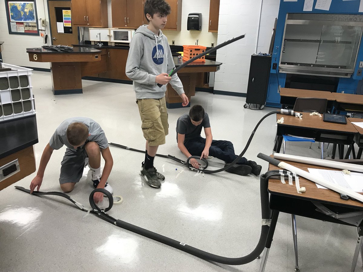 HancockMSHS's tweet photo. Another great week of learning at HMSH! Check out these freshmen designing roller coasters to model the impact of height and momentum on kinetic and potential energy in IPC! @WCPSmalcojen @mccoysab @a_delauter https://t.co/UxidNDGGxC