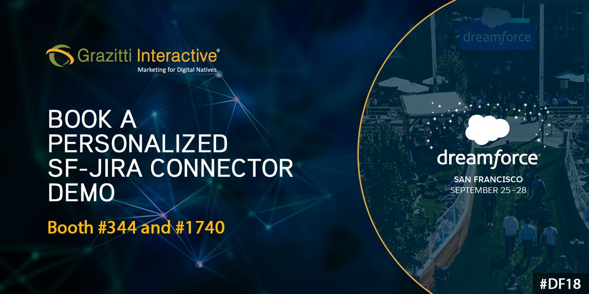 Grazitti's tweet image. $500 off on Grazitti’s Salesforce-Jira ↔Connector. Stop by booth 344 at #DF18 to claim your offer. Schedule a meet now. 👉 bit.ly/2NCjPOX 👈 @salesforce #Jira #SalesforceOptimization
