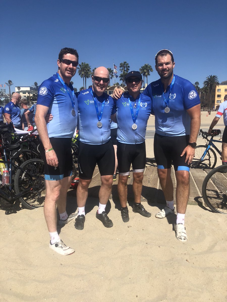 HughJamesLegal's tweet photo. The @HughJamesLegal team are over the finish line having completed the @Velindre #WestCoastBikeRide. Congratulations to everyone involved https://t.co/dRnbTZg1I6