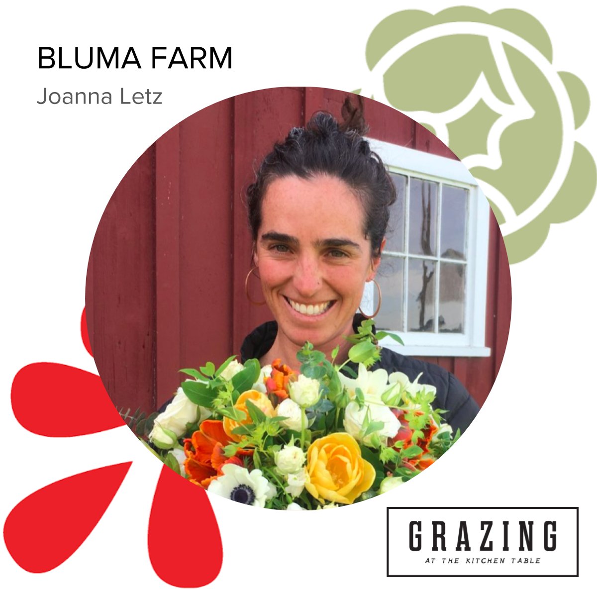 With up to 90 percent of flowers in the United States now being imported from around the world, Joanna Letz of Bluma Flowers is a fierce advocate for buying local and organic. We'll celebrate Joanna and her contributions to our local growers' community at this year's Grazing.