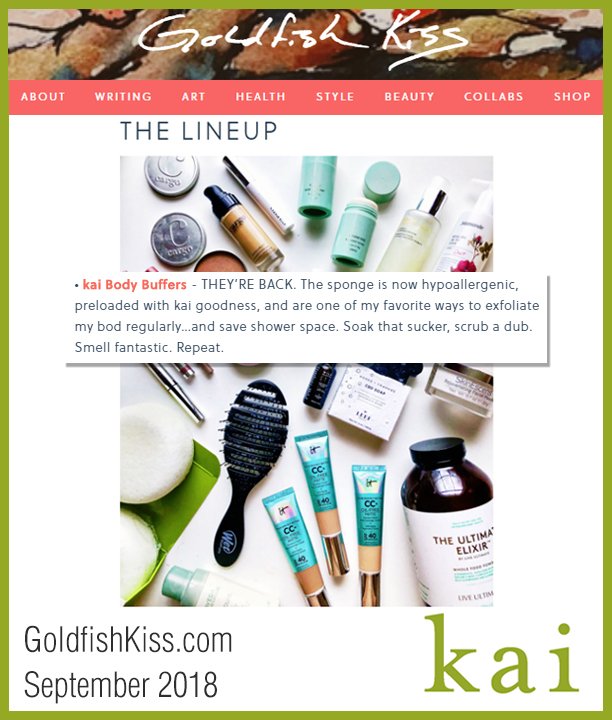 kaifragrance's tweet photo. thank you, @Goldfish_Kiss for sharing the kai body buffer in your monthly beauty lineup! the #bufferisback and the "best way to exfoliate... and save shower space" https://t.co/PmTmyVuJTR https://t.co/rXANIm3BJQ
