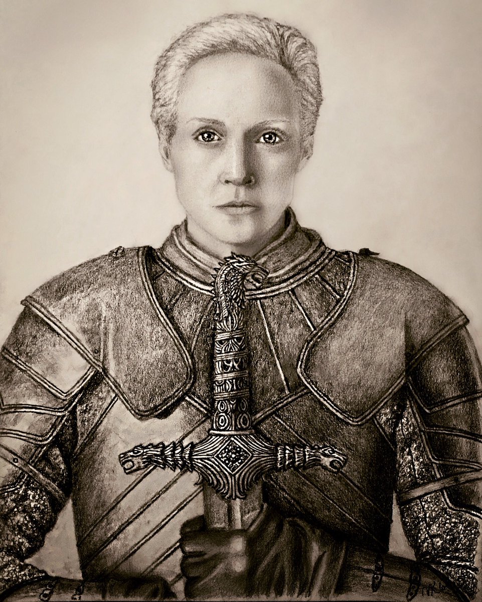 Was hoping to have a new piece ready for #FanArtFriday, but Jaime’s sword and armor are slow going. Anyway, here’s a throwback to an older portrait - another armor clad, sword wielding character for your viewing pleasure 😋 #GameofThrones #Brienne #Oathkeeper