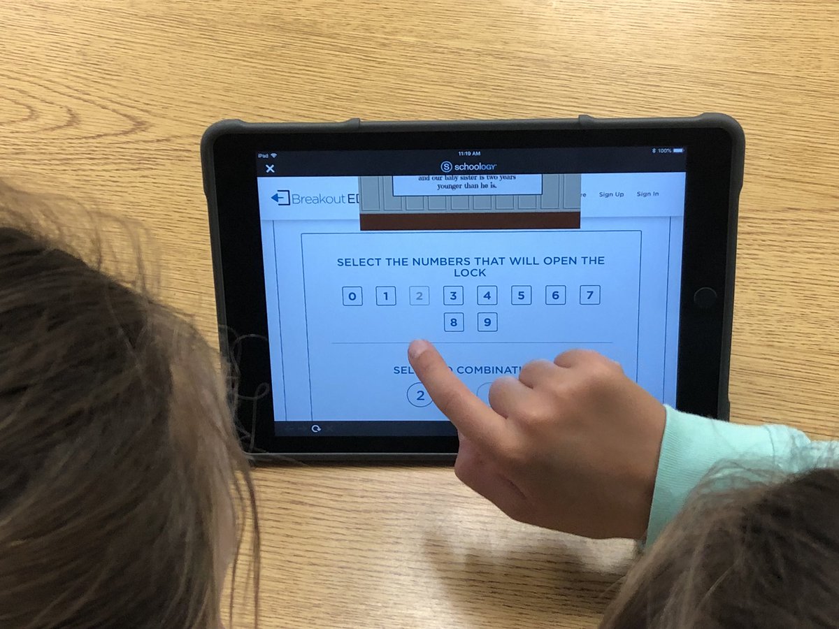 Ss worked in groups to solve clues on a digital breakout. Almost got it...to be continued! <a href="/breakoutEDU/">Breakout EDU</a>