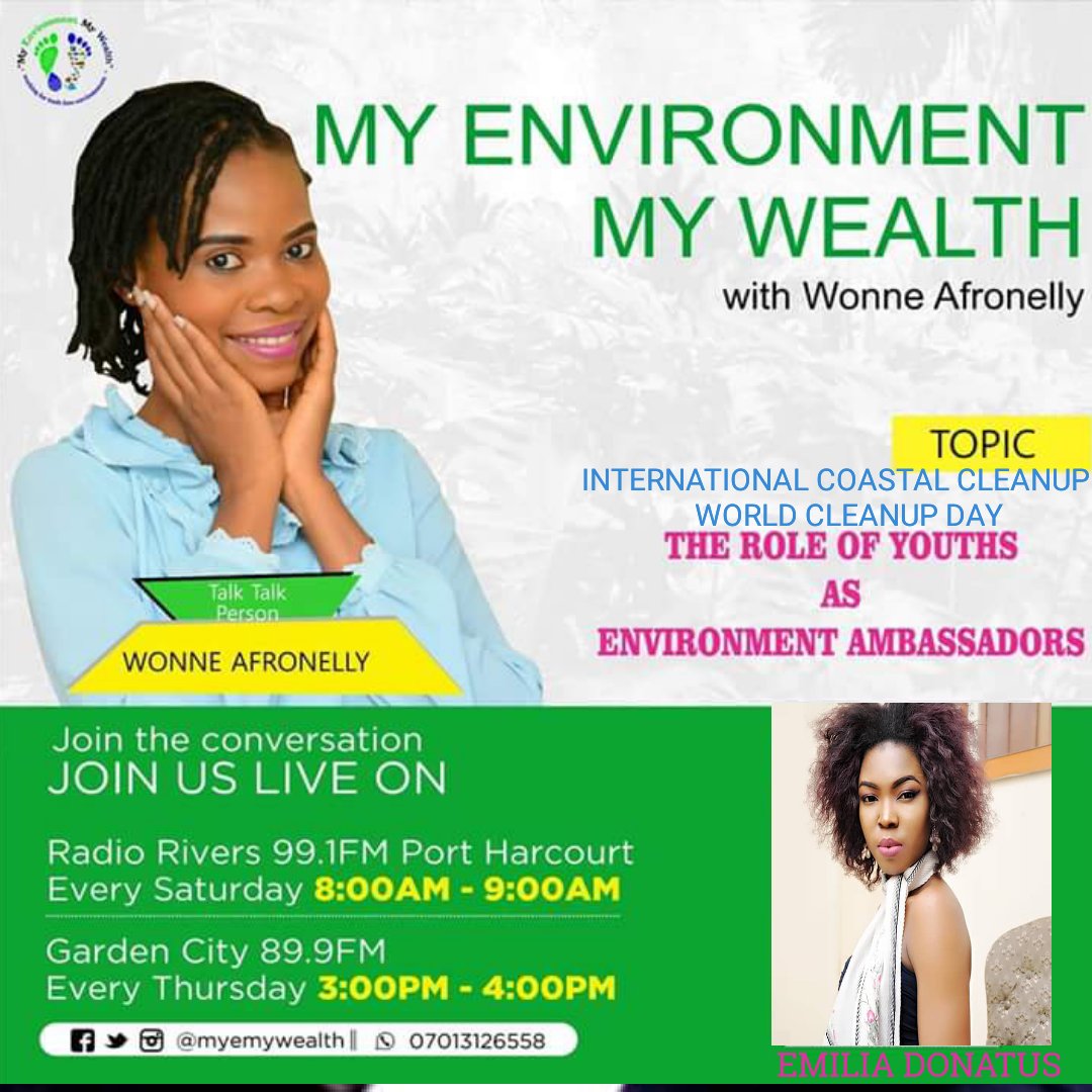 myEmyWEALTH's tweet photo. Join us moro at Port Harcourt Tourist Beach Borikiri
Take off -8am RadioRivers premise
Live interaction #RadioRivers 99.1FM 8-9am with our initiator @WONNEafronelly & team leads of YoungProW @solomonaqua & @DonatusBlessing #InternationalCoastalCleanup #sdgs #BeatPlasticPollution https://t.co/84nmMHBY9l