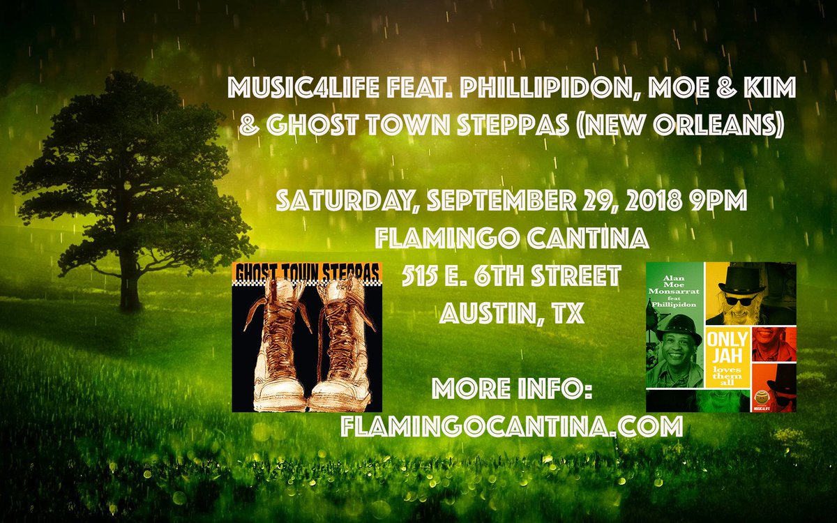 On Saturday, Sept 29th, Music4Life with <a href="/Phillipidon/">Phillipidon</a> &amp; <a href="/alan_moe/">Alan Moe Monsarrat</a> will be performing with <a href="/GSteppas/">GHOST TOWN STEPPAS</a> <a href="/FlamingoCantina/">Flamingo Cantina</a> See you there! bit.ly/2QyKXg2